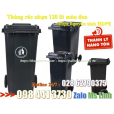 Thùng rác nhựa 120 lít màu đen HDPE